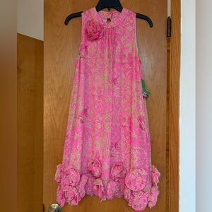 NWT Lilly Pulitzer Linda Marie silk dress Secret Garden pink Green 4 $348